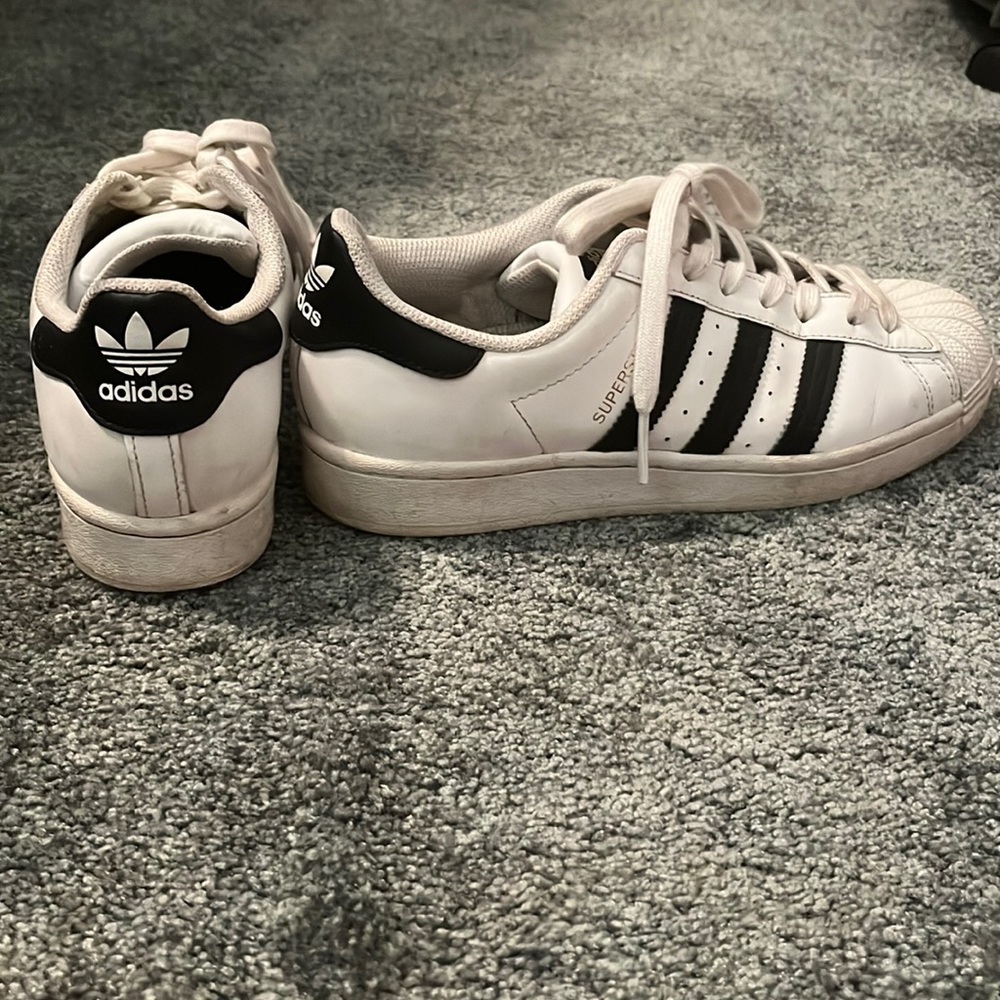Adidas superstar white and black size 8 womens